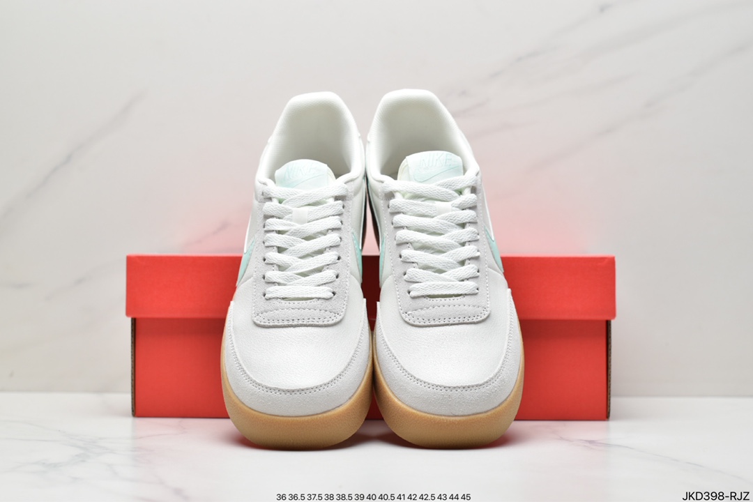 160 耐克板鞋 生胶米白绿色 复古板鞋J.Crew x Nike 联名 Killshot II Leather 采用米白色皮革制作鞋身432997-126