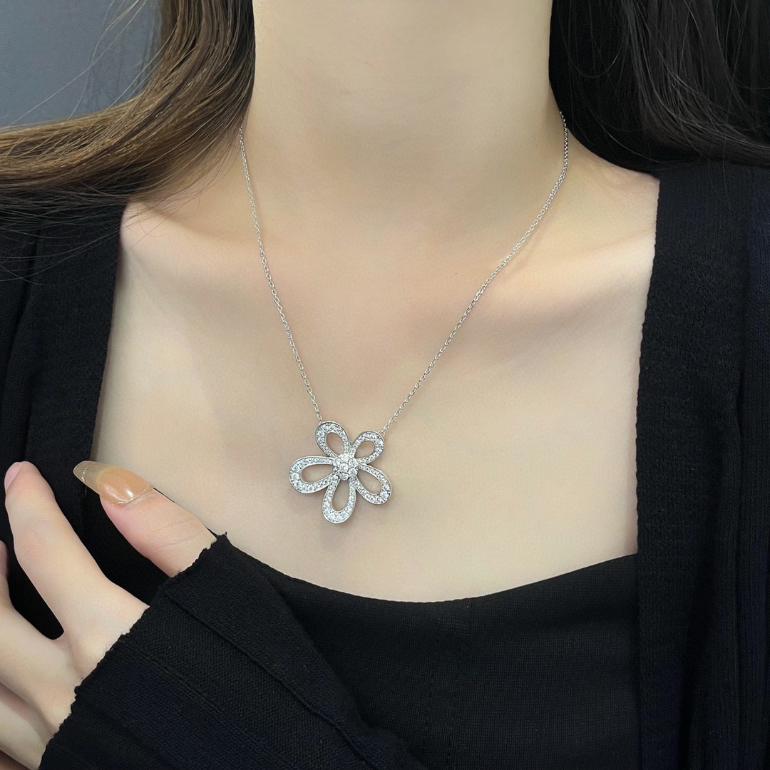 Van Cleef & Arpels vca flowerlace满钻大花项链升级cnc菱形扣