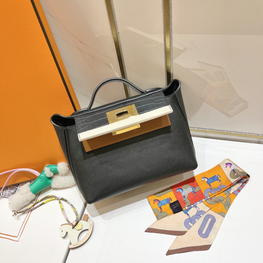 Hermès Best quality at a good price touch square crocodile skin black ck89 hermes2424 mini series evecolor cowhide and swift leather handmade wit