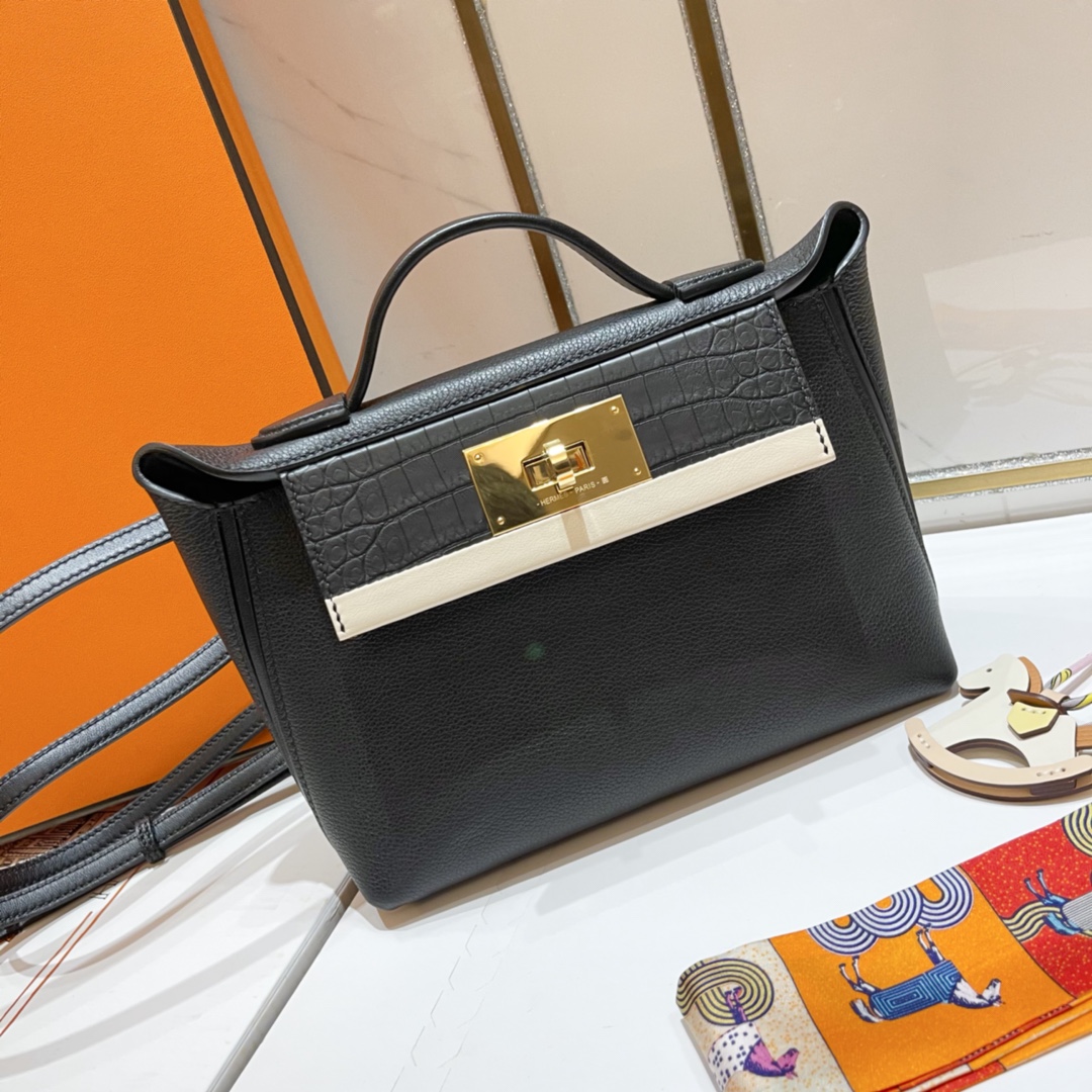 Hermès Best quality at a good price touch square crocodile skin black ck89 hermes2424 mini series evecolor cowhide and swift leather handmade wit