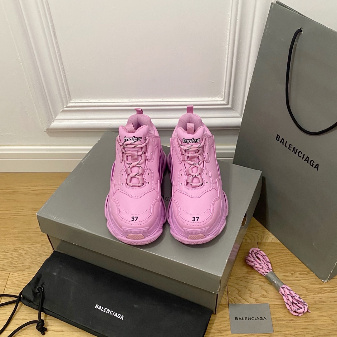 Rosa Balenciaga·Balenciaga 2022ss nuevo nuevo color triples zapatillas de deporte con suela gruesa zapatos para papá ¡e…