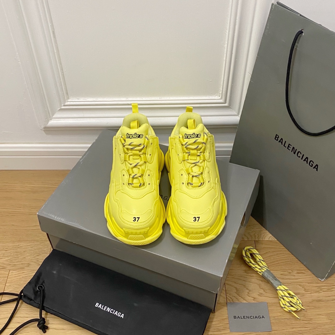 Amarillo Balenciaga·Balenciaga 2022ss nuevo nuevo color triples zapatillas de deporte con suela gruesa y realce zapatos…