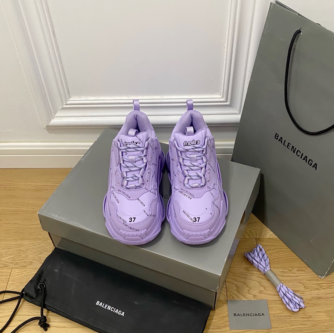 Púrpura Balenciaga·Balenciaga 2022ss nuevo nuevo color triples zapatillas de deporte con suela gruesa zapatos para papá…