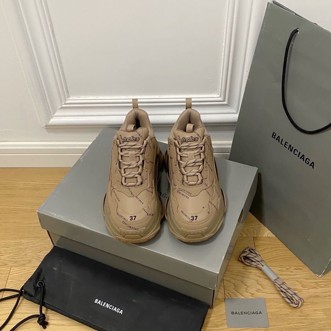 Marrón Balenciaga·Balenciaga 2022ss nuevo nuevo color triples zapatillas de deporte con suela gruesa zapatos para papá …