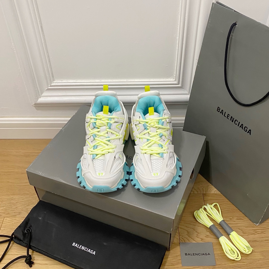 Blanco, azul y amarillo Balenciaga·Balenciaga 2022ss nuevo nuevo color Track 3.0 zapatos para papá de tercera generació…