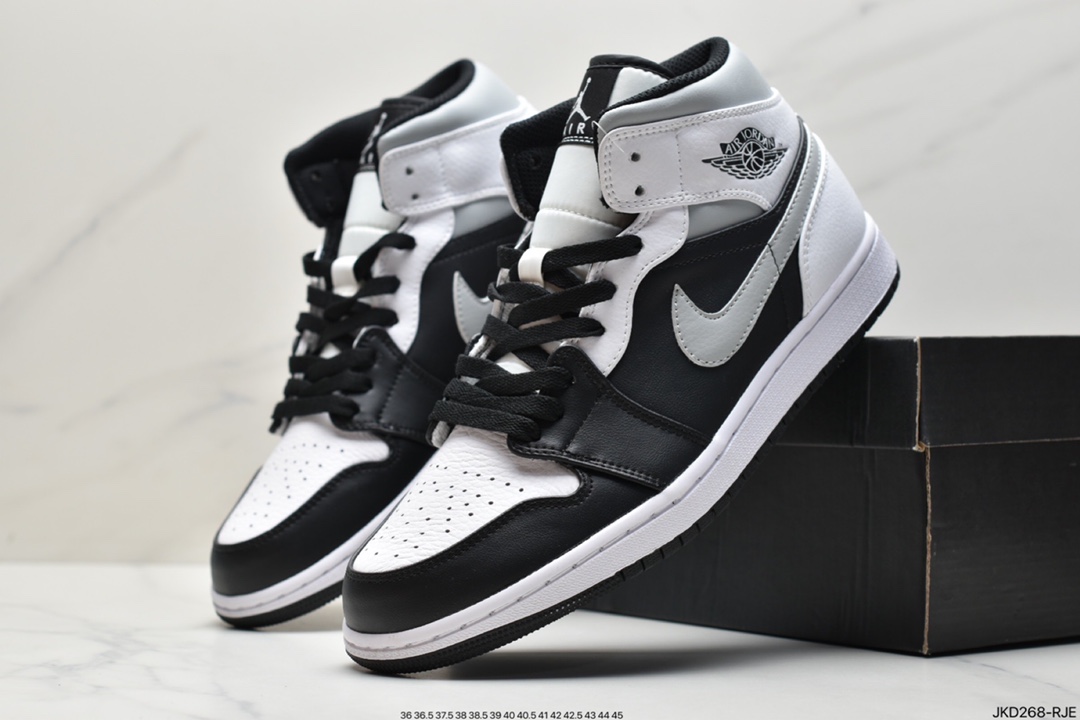 160 原鞋开模 同步原材料 乔丹/Air Jordan 1 Mid “Light Smoke Grey”烟灰 AJ1 乔1 中帮百搭休闲运动板鞋554724-092
