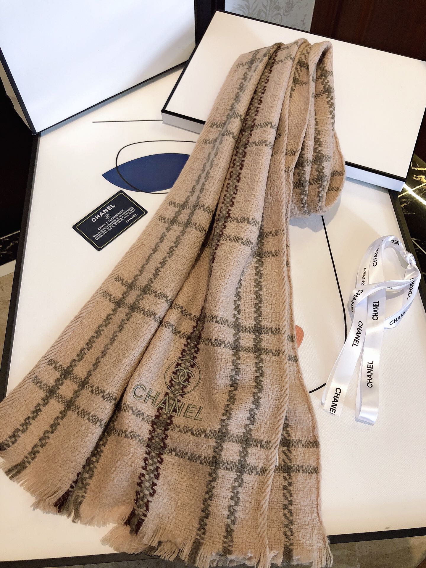 Chanel Haute Couture Silk Twill Scarf Shawl Ref 8