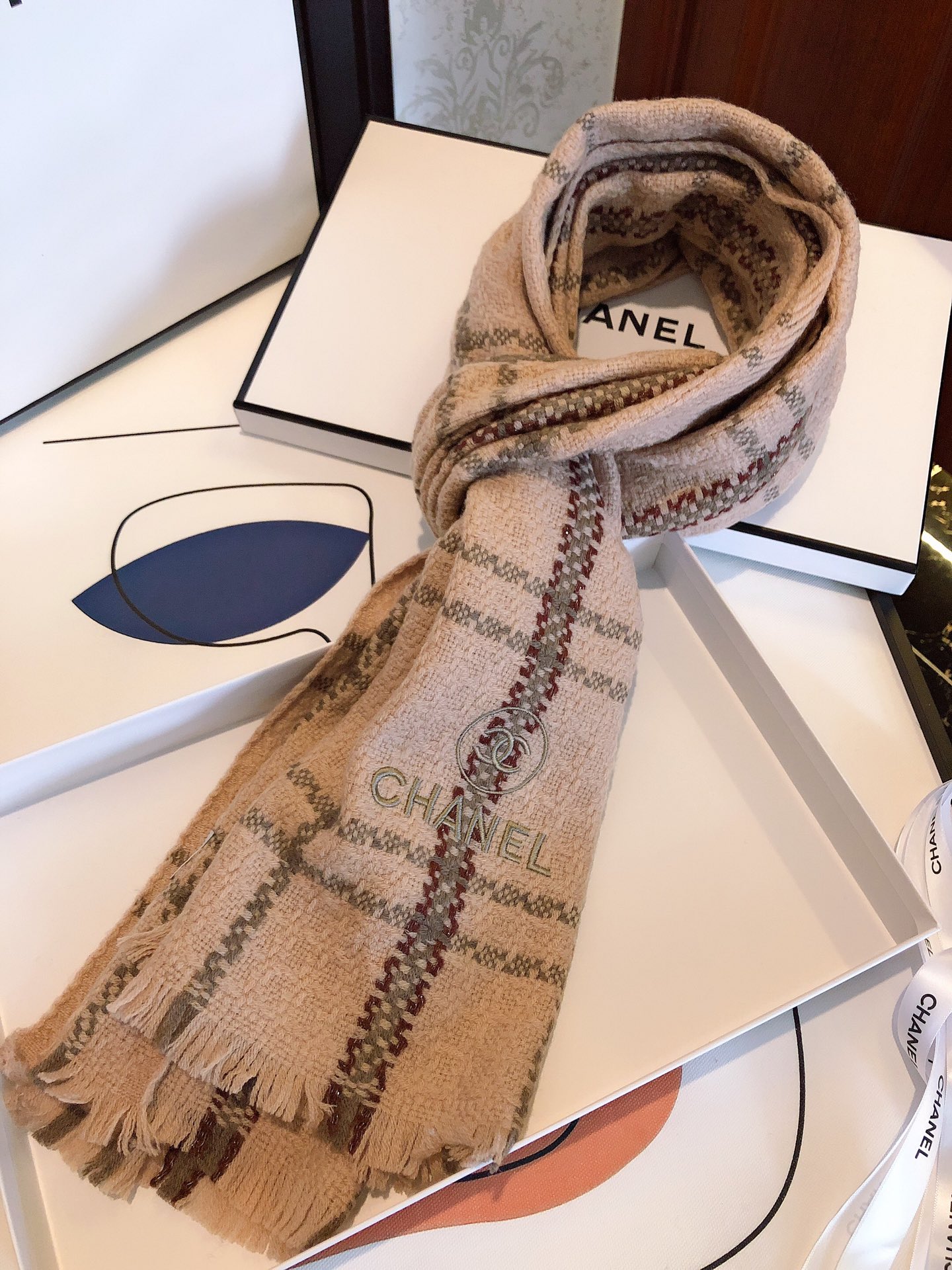 Chanel Haute Couture Silk Twill Scarf Shawl Ref 6