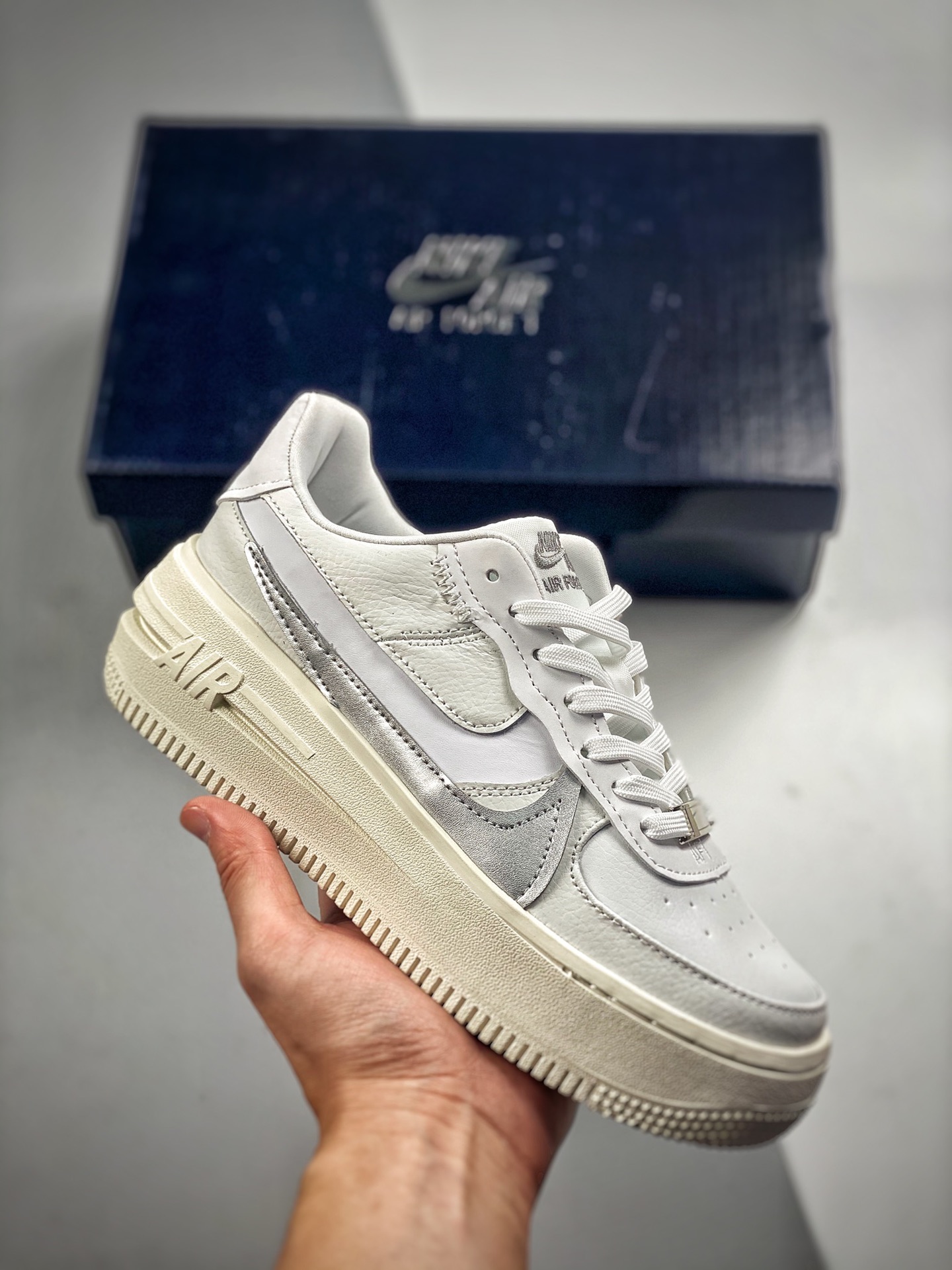 Núcleo 4 Nike Air Force 1 07 Deconstruido Blanco Plata Air Force One Low Casual Skate Shoes Cuero Personaliza…