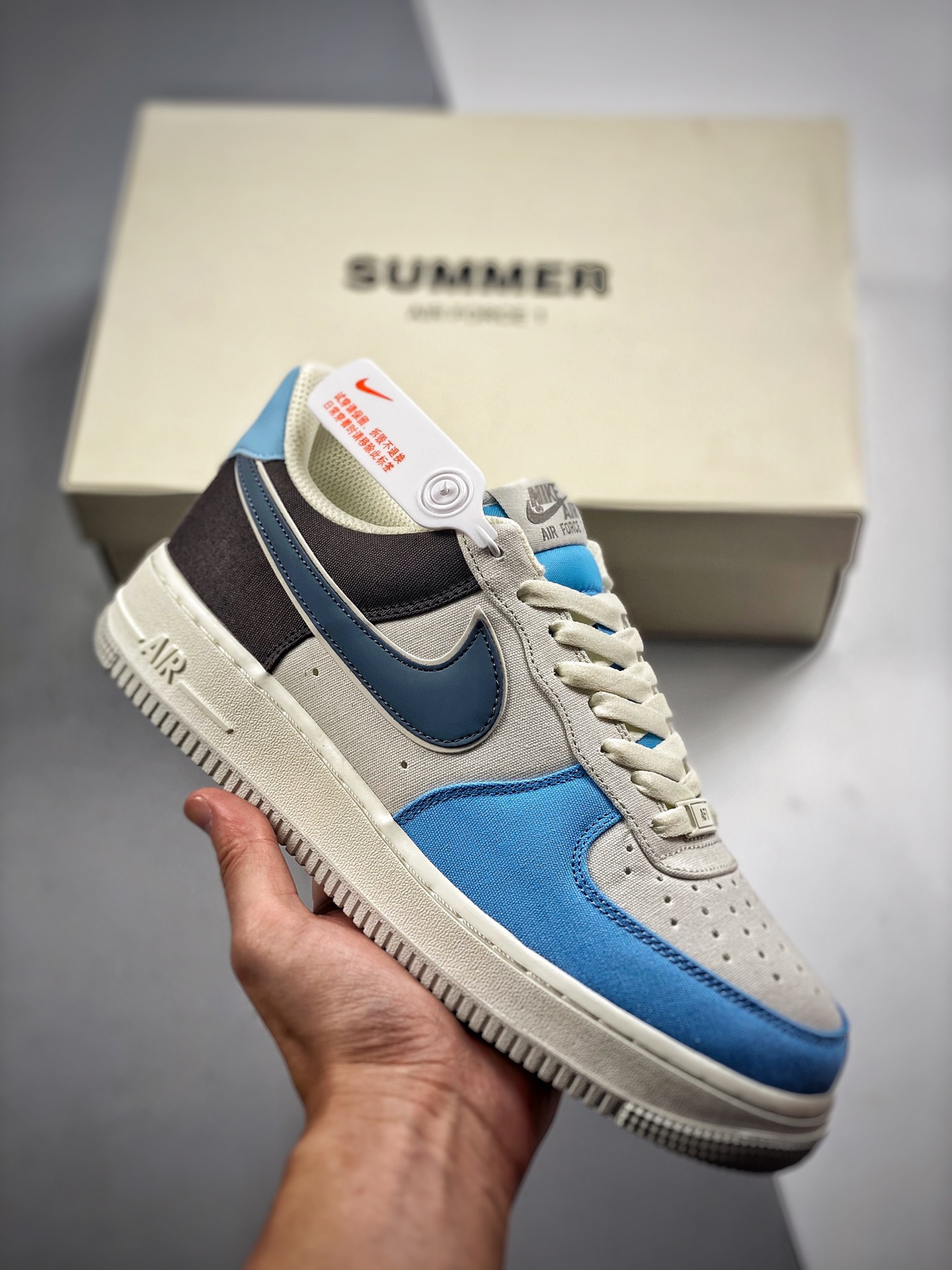 Núcleo 4 Nike Air Force 1 07 Tela Azul Claro Air Force One Low Casual Skate Shoes Cuero Personalizado Impresión 3D Orig…