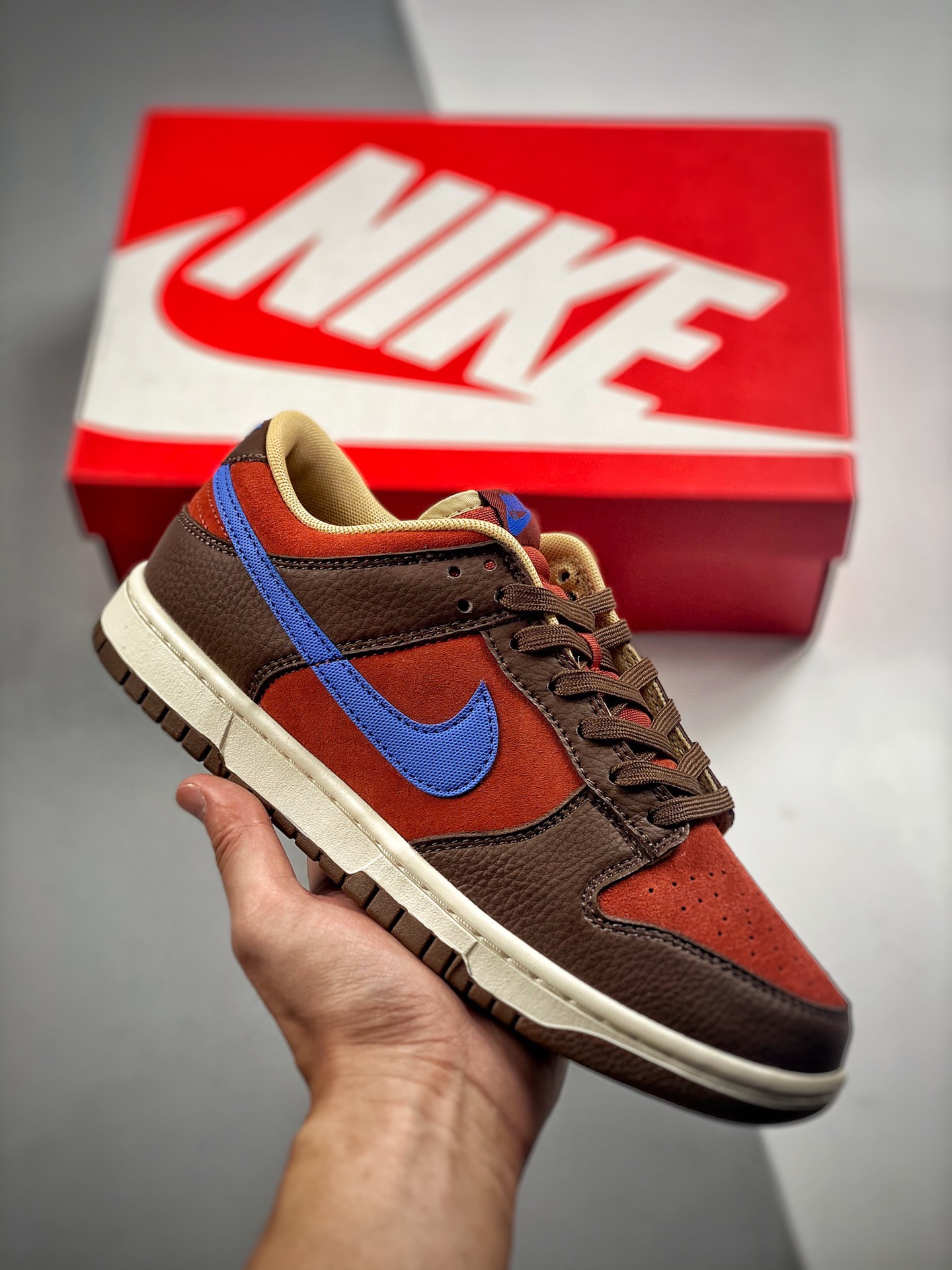 Núcleo 4 Nk Dunk SB Low marrón azul, fabricado por gran fábrica original, fotos reales de estreno, materiales originale…