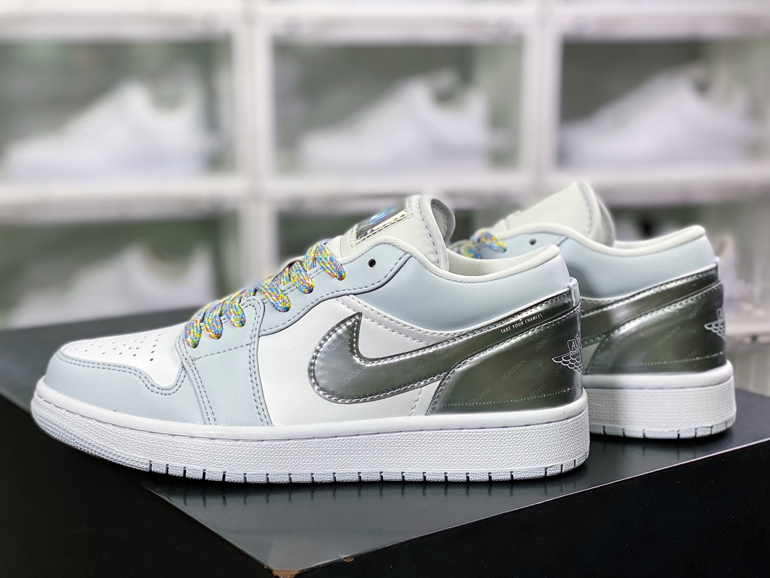 200 Air Jordan 1 Low SE”Beaded Swoosh”AJ1乔丹一代低帮经典复古篮球鞋“白灰米白银勾”DV1762-001
