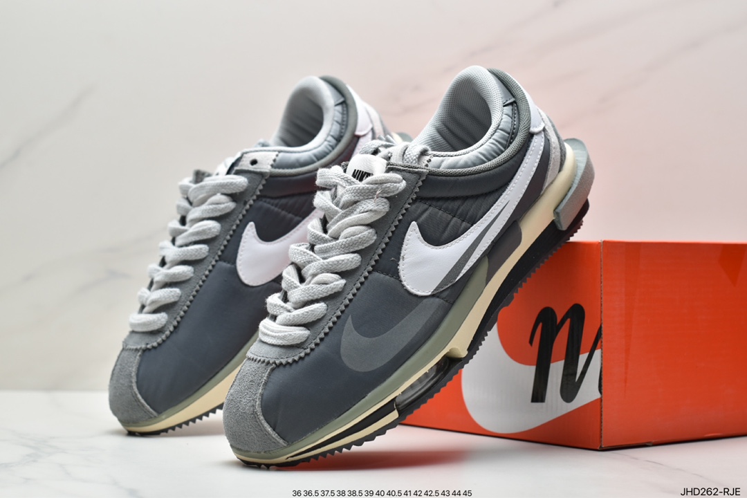 190 Sacai x Air Zoom Cortez SP 4.0”Grey White”B.4.0系列改良阿甘低帮解构厚底老爹风休闲运动慢跑鞋DQ0581-001BX