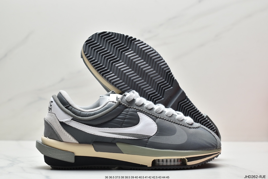 190 Sacai x Air Zoom Cortez SP 4.0”Grey White”B.4.0系列改良阿甘低帮解构厚底老爹风休闲运动慢跑鞋DQ0581-001BX