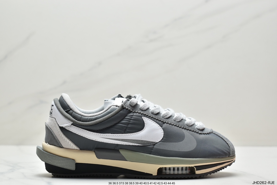 190 Sacai x Air Zoom Cortez SP 4.0”Grey White”B.4.0系列改良阿甘低帮解构厚底老爹风休闲运动慢跑鞋DQ0581-001BX