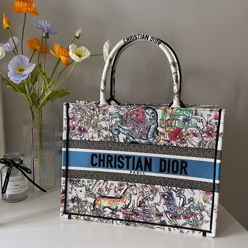 Dior Book Tote Handbags Tote Bags White Embroidery