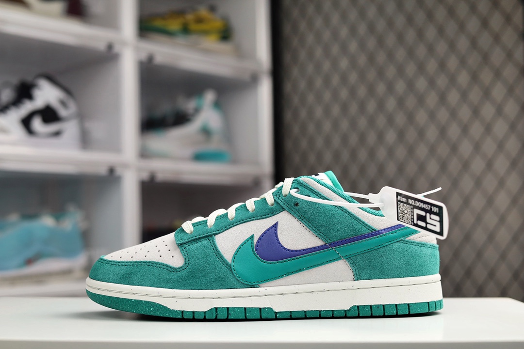 H0 Nike SB Dunk Low SE “85 Green Blue”扣篮系列低帮休闲运动滑板板鞋“麂皮帆白绿蓝双钩”