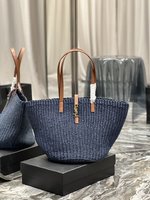 Customize Best Quality Replica
 Yves Saint Laurent Handbags Tote Bags Black Openwork Raffia Straw Woven Weave