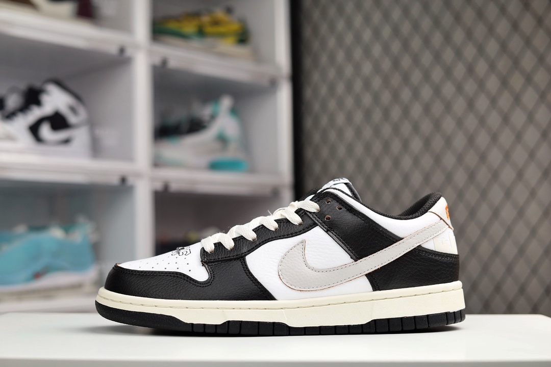 H0 公司级Nike SB Dunk Low 黑白旧金山 刮刮乐原装头层材料 独家版型蒸餾加工帶來的是更好的视觉和脚感体验大厂纯原品质出货 清洁度 电绣工艺 皮料切割干净无任何毛边 细节完美官方