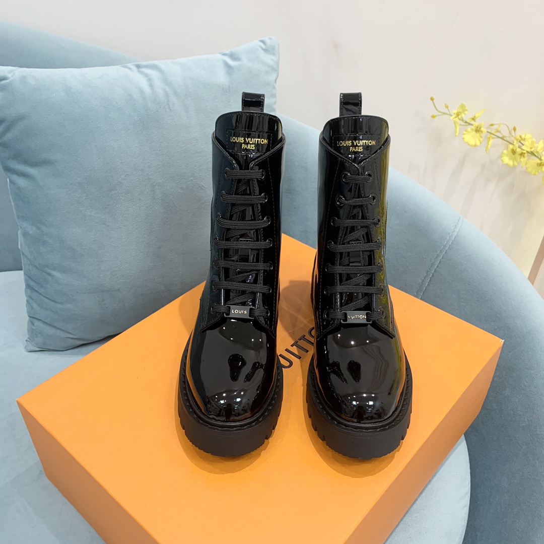 Louis Vuitton Short Boots Cowhide Patent Leather Fall/Winter Collection LV Circle