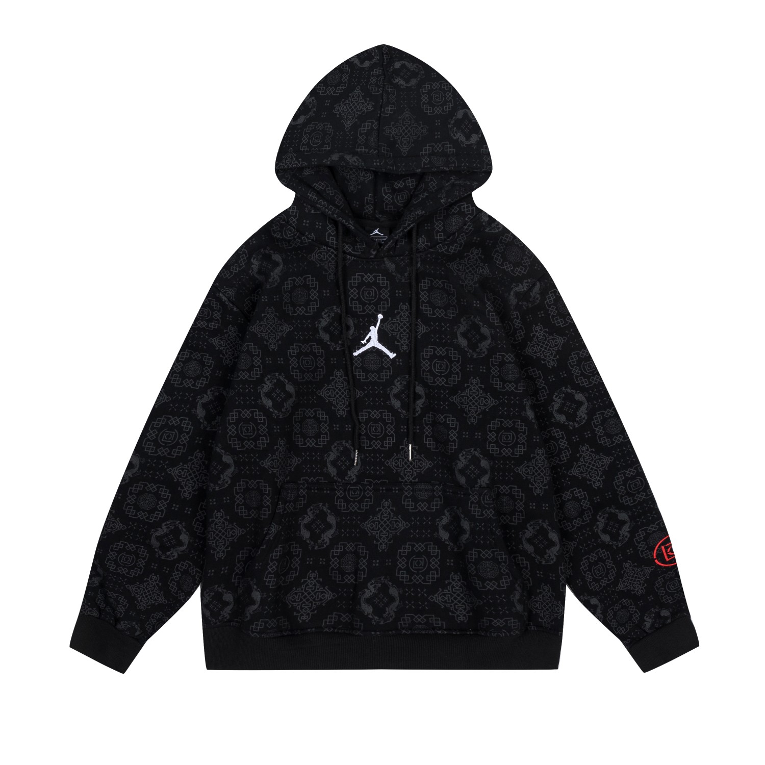KU3001#AJ FOWL (CIRCLE) GUARDS BLACK WHITE M-XXL - 图片 2