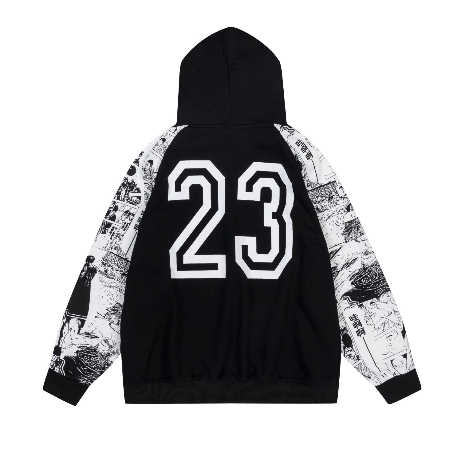 KU3011#AJ FLYING MAN’S FUR COAT BLACK WHITE M-XXL - 图片 3