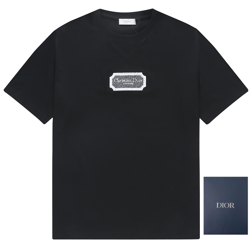 Dior Clothing T-Shirt Embroidery Cotton Fall/Winter Collection Short Sleeve