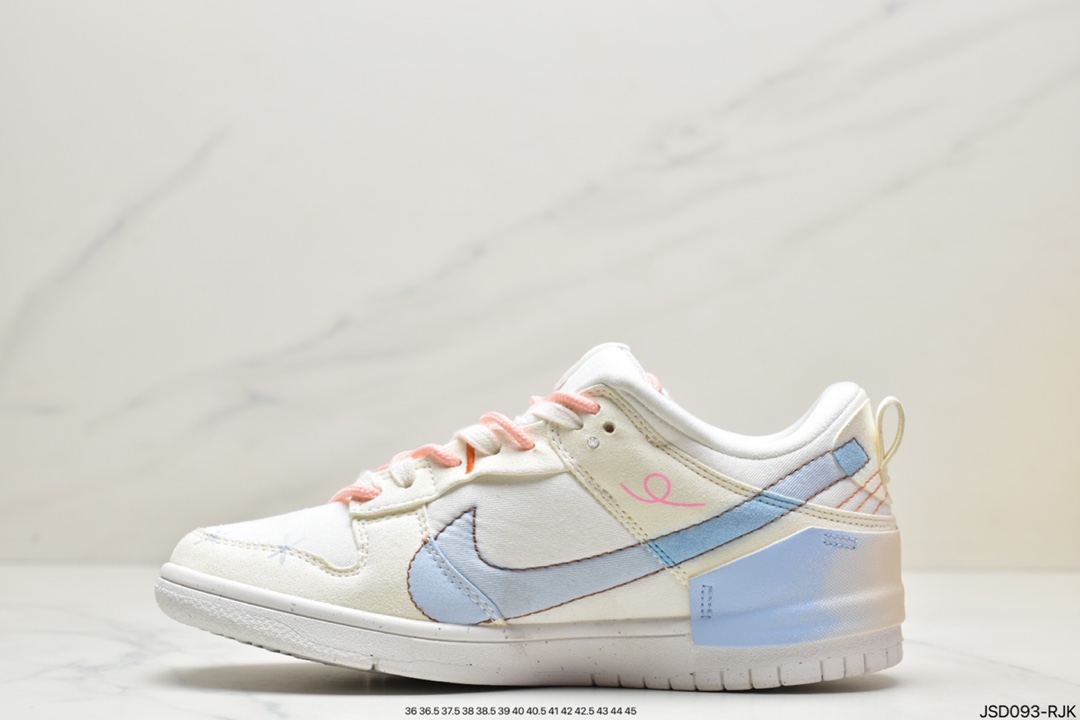 200 耐克Nike Dunk Low Disrupt 2“Pale lvory”Nike Swoosh 采用缝线勾勒出轮廓DH4402-100