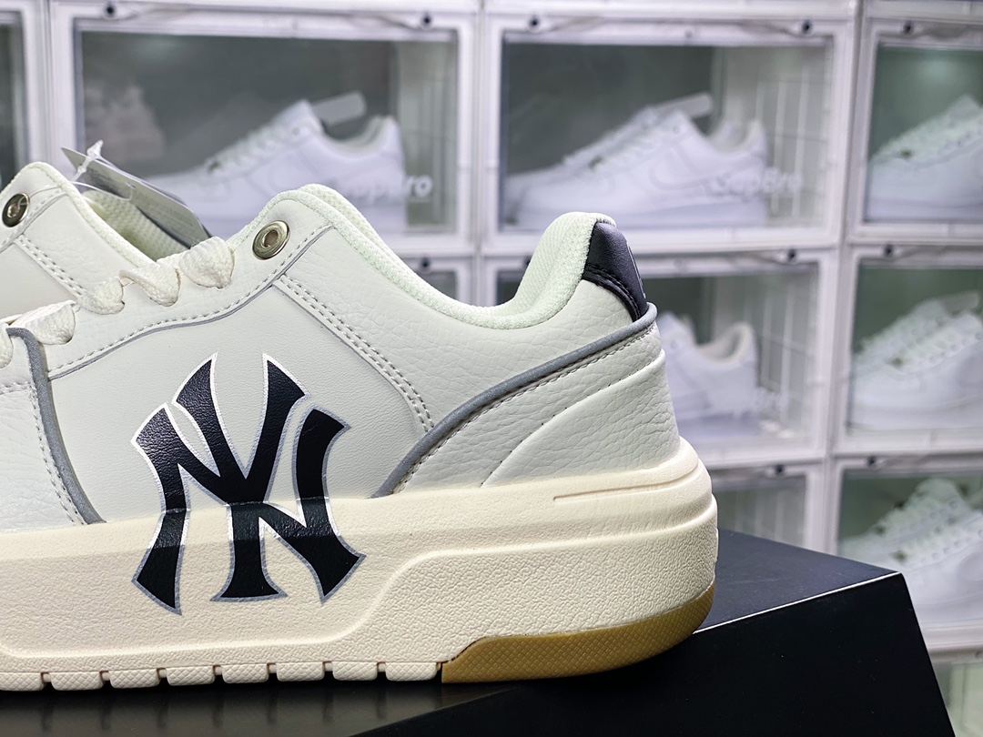 MLB Chunky Liner New York Yankees senior shoes series low-top dad jogging shoes ”leather white and black NY printing 3M reflective edge” 3ASXCA12N-C0006