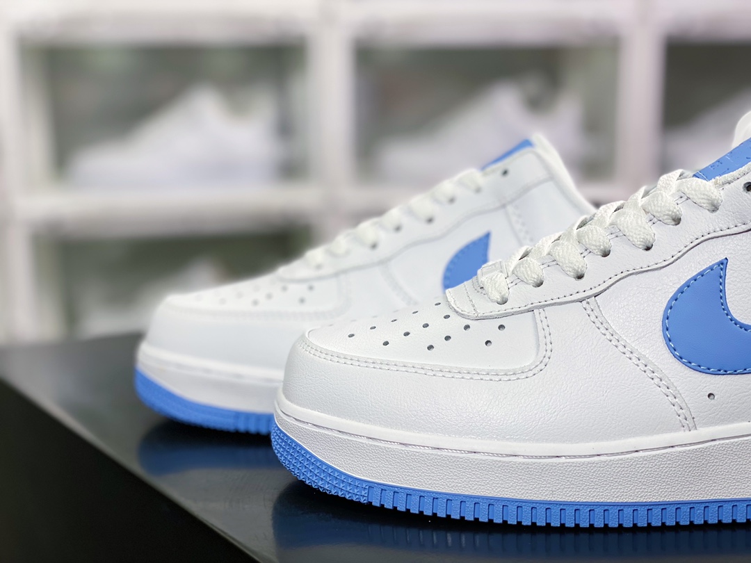 160  Air Force 1’07 Low”White/BLue”空军一号经典低帮百搭休闲运动板鞋“皮革白浅蓝”AH0287-104