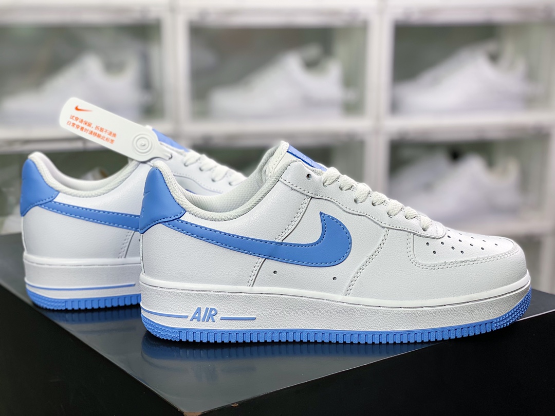 160  Air Force 1’07 Low”White/BLue”空军一号经典低帮百搭休闲运动板鞋“皮革白浅蓝”AH0287-104