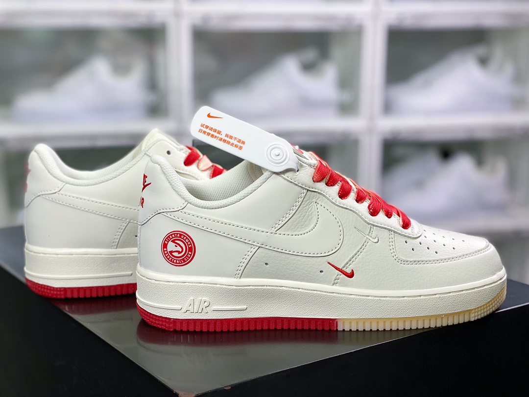 Air Force 1'07 Low QS ”Sail/Red/Atlanta Hawks” classic low-top all-match casual sports shoes YT0288-639