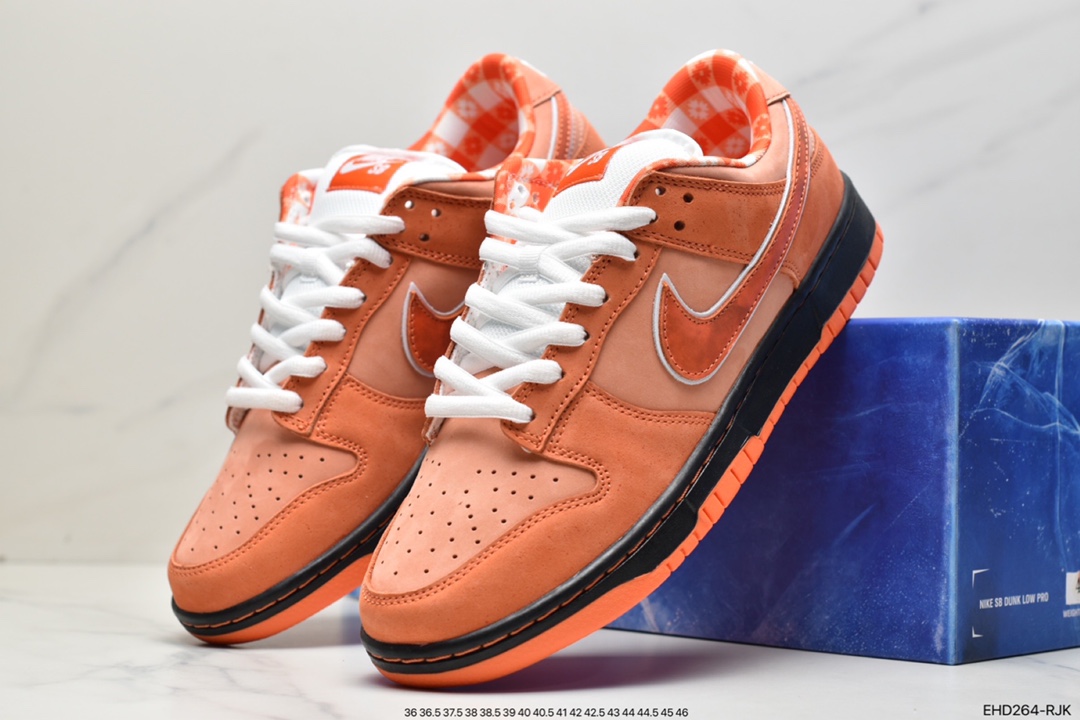 420（原盒损坏扣30） Concepts x Nike Dunk Low Pro SB ”Blue Lobster” 全头层橙龙虾 FD8776-800