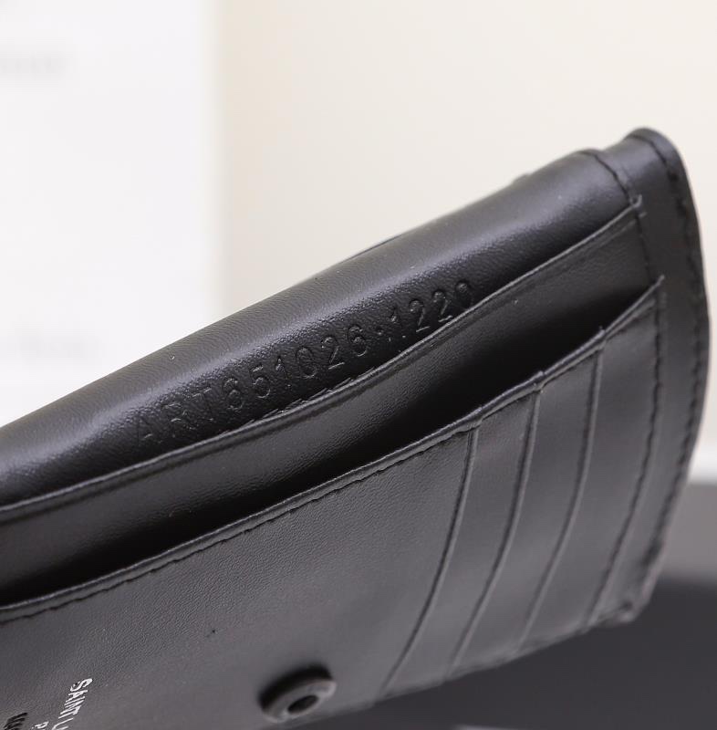 Saint Laurent Monogram Black crocodile-embossed 12.5*10*2.5cm wallet everyday