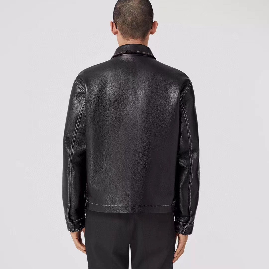 【新品】BBR 格纹世家男士时装款奢华皮衣外套