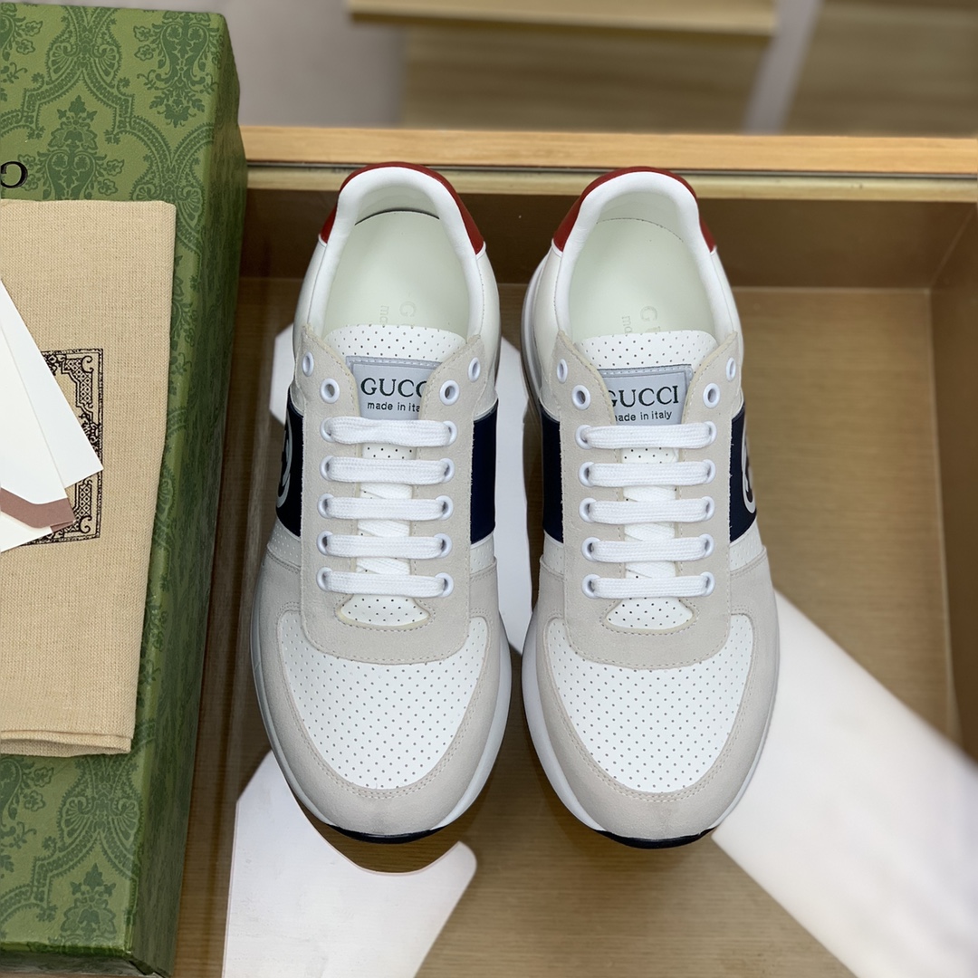 Gucci古驰   拼色双G男士运动跑鞋