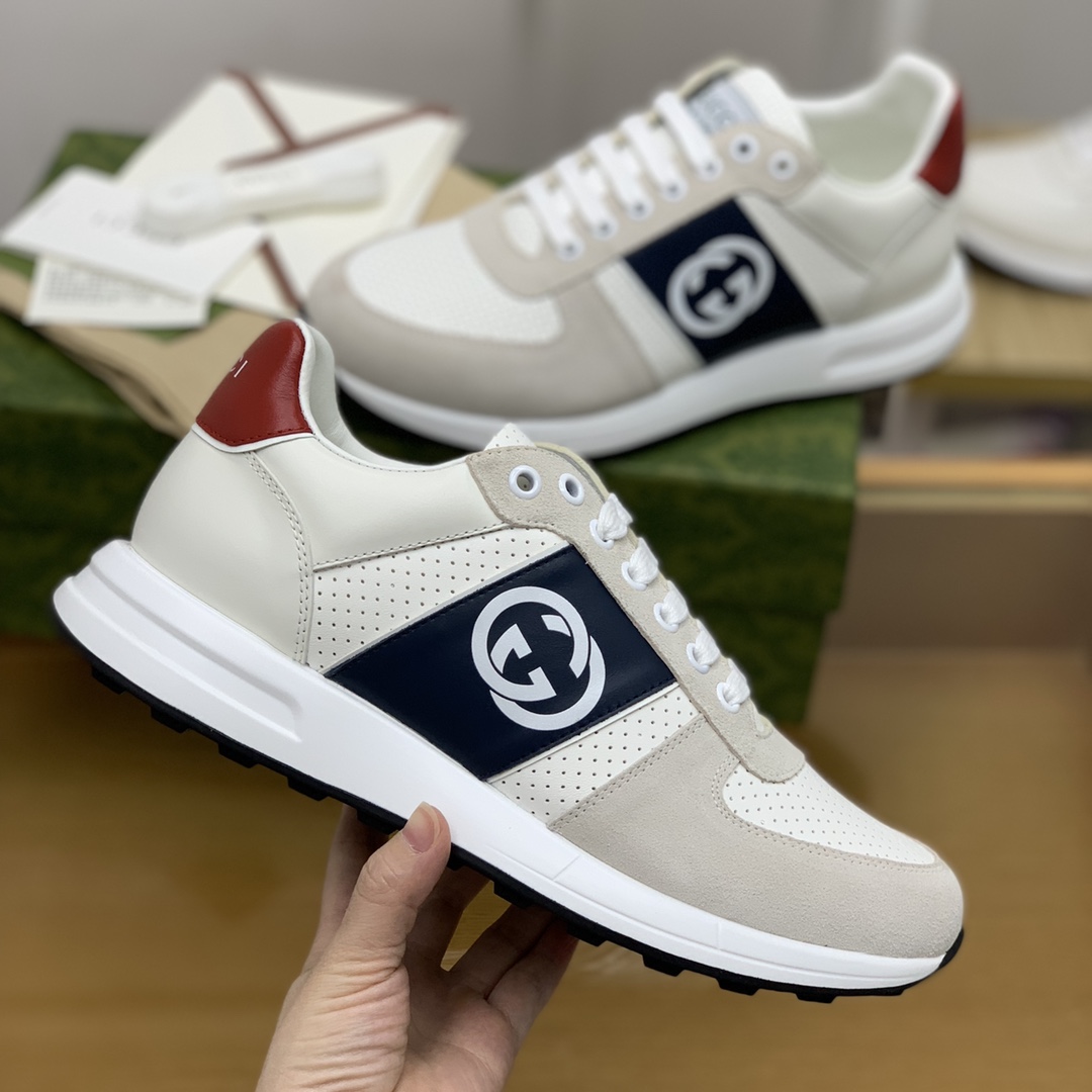 Gucci古驰   拼色双G男士运动跑鞋