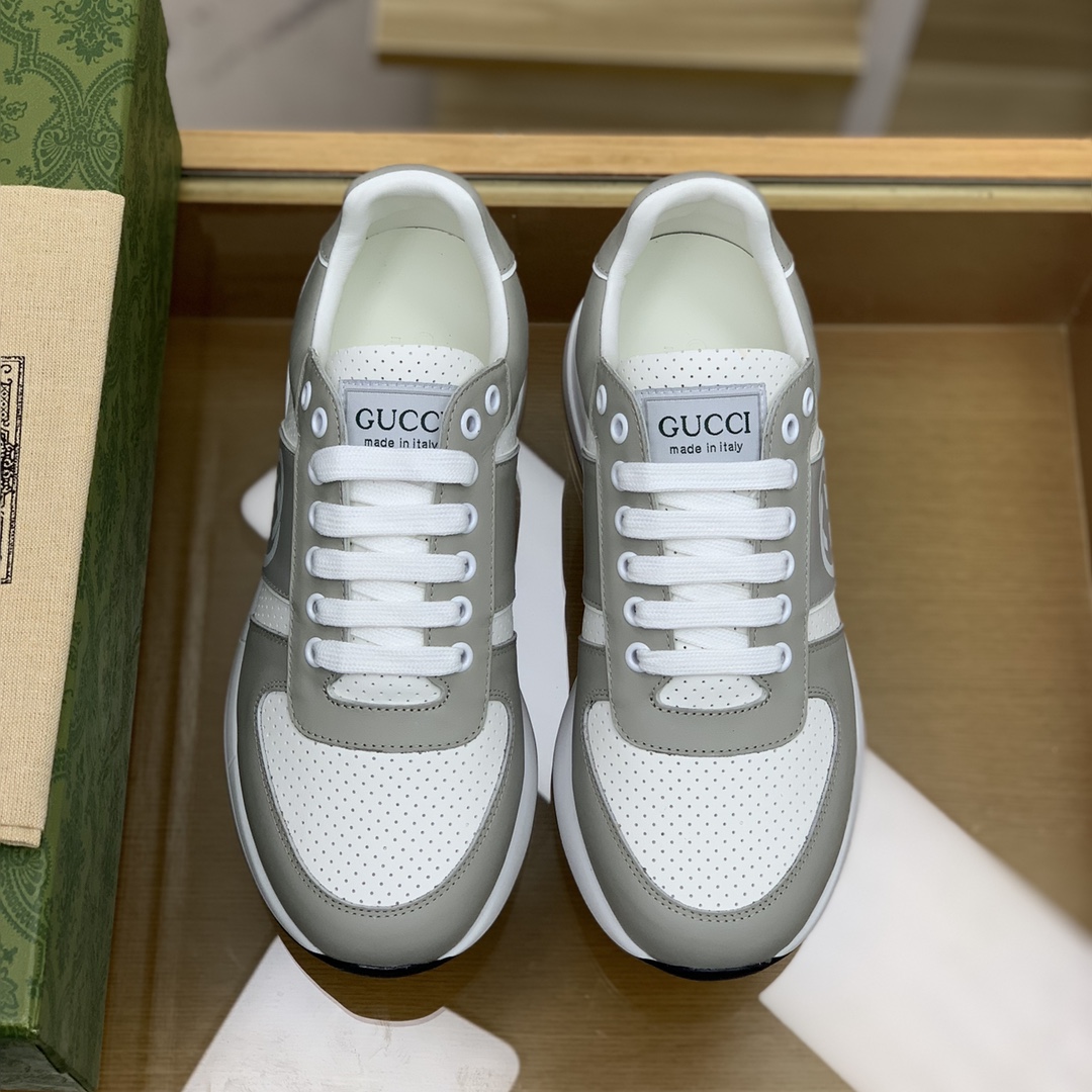 Gucci古驰   拼色双G橡胶男士运动跑鞋