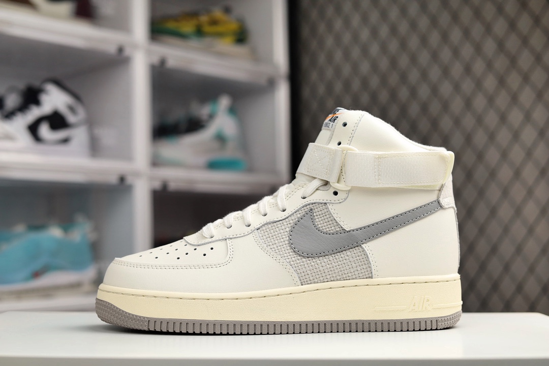 H0 Nk Air Force 1 High “Vintage Sail” 复古乳白 空军一号高帮 米白灰 官方同步 原楦头原纸板 打造纯正空军版型专注外贸渠道 全掌内置蜂窝气垫 原盒配件 原厂中底钢印、拉帮完美