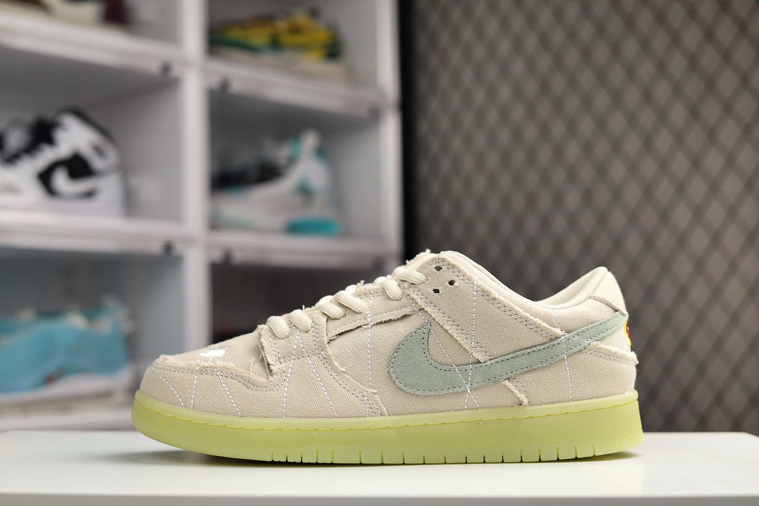 H0 公司级万圣节限定,可撕鞋面+夜光设计，可玩性极高全新耐克Nike SB Dunk Low Pro”Mummy”扣篮系列低帮休闲运动滑板板鞋“卡其麻布木乃伊夜光灰车线”采用耐磨粗麻帆布材质鞋面内置Sole真气垫装置正确双层EVA发泡缓震中底组合RB橡胶外底