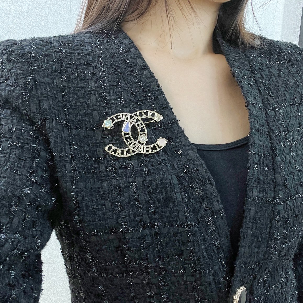新款☑️CHANEL香奈儿双c 彩钻胸针