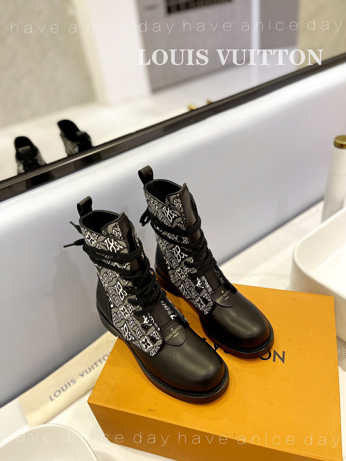 Louis Vuitton Martin Boots Calfskin Cowhide Genuine Leather Wool Fall/Winter Collection