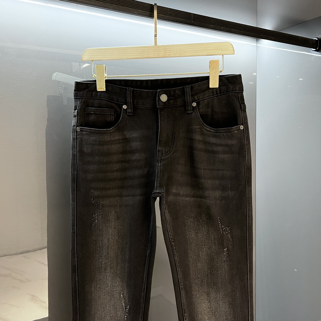 2022SS🆕 秋冬新品 Pr*da 丹宁硬核男士黑灰石洗时尚直筒牛仔裤