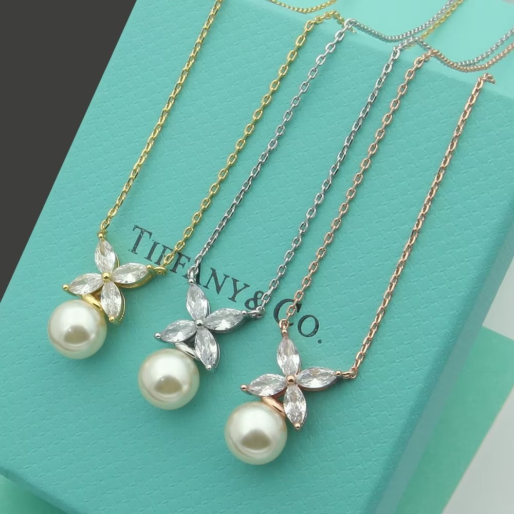 Tiffany & Co. tiff蒂芙尼项链珍珠马眼项链 优雅系列，亚金电镀厚金