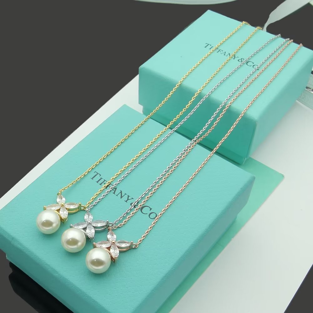 Tiffany & Co. tiff蒂芙尼项链珍珠马眼项链 优雅系列，亚金电镀厚金