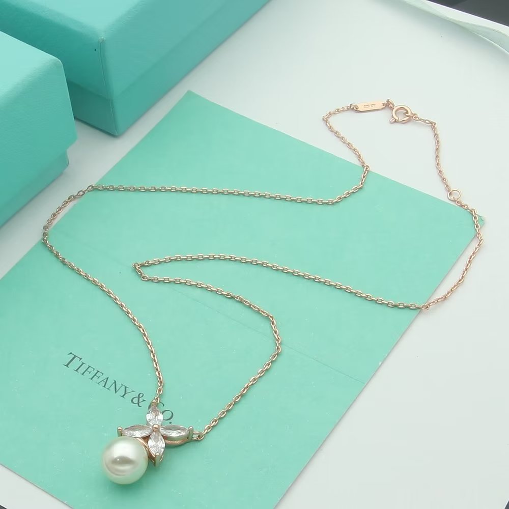 Tiffany & Co. tiff蒂芙尼项链珍珠马眼项链 优雅系列，亚金电镀厚金