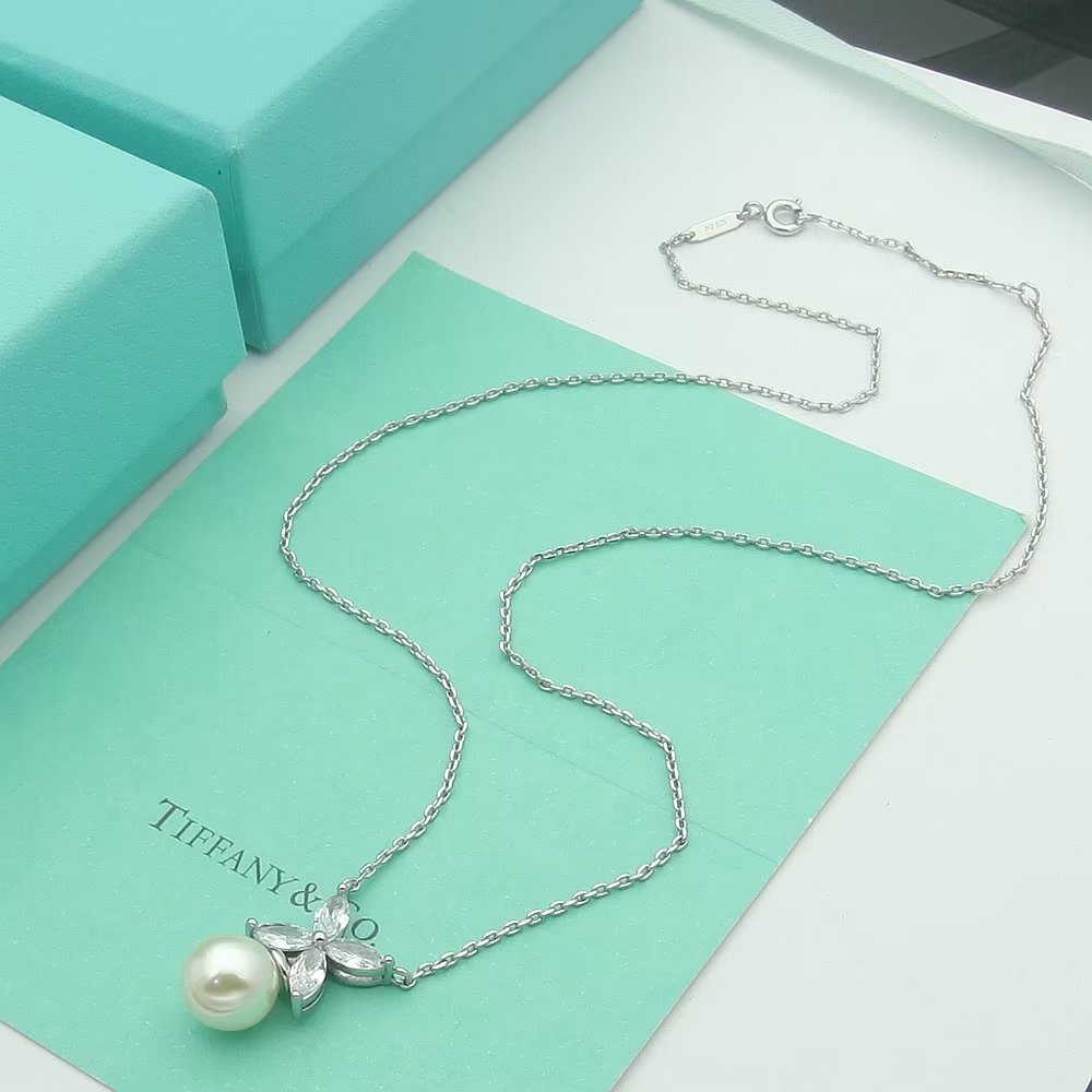 Tiffany & Co. tiff蒂芙尼项链珍珠马眼项链 优雅系列，亚金电镀厚金