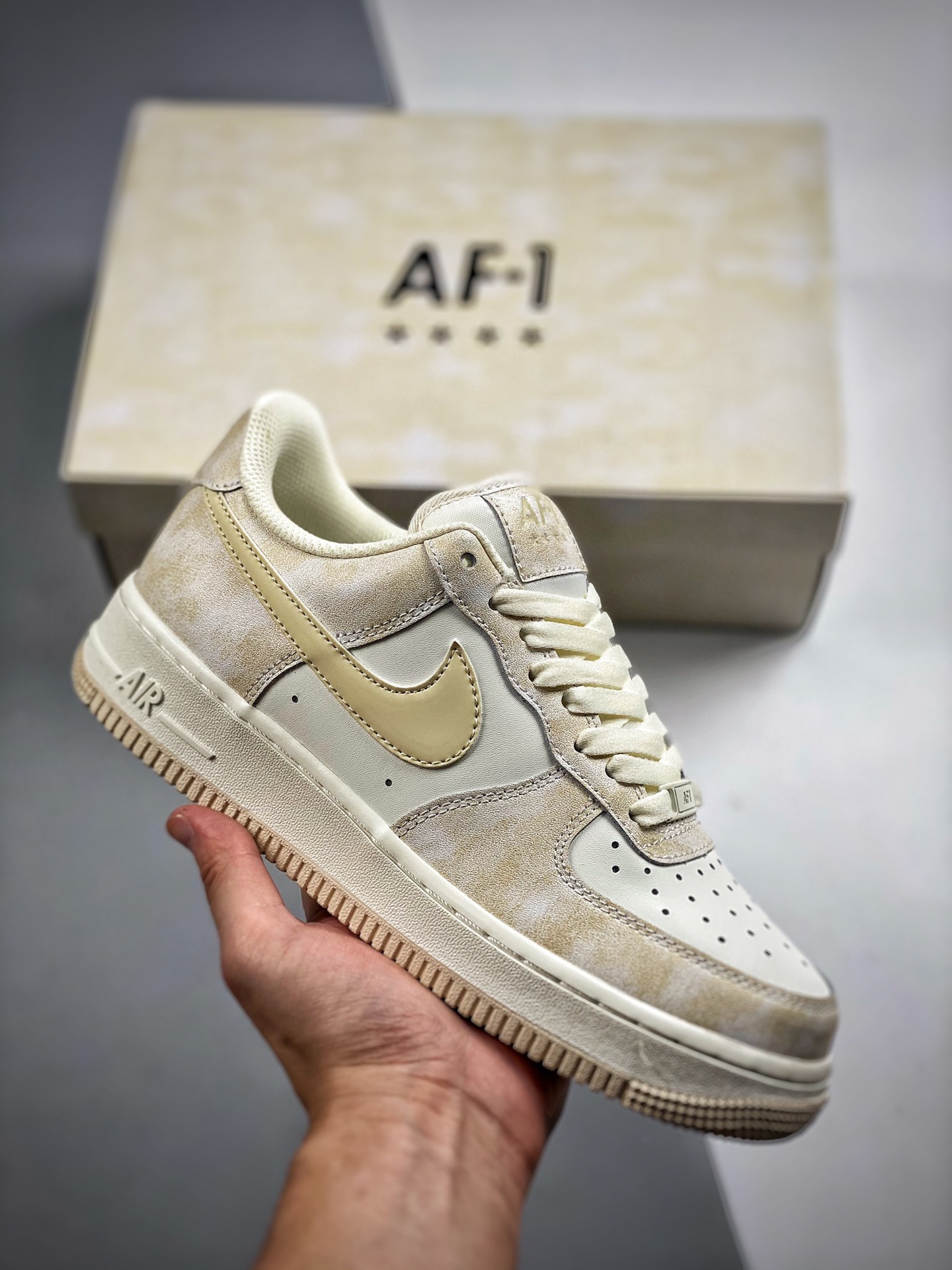 Núcleo 4 Nike Air Force 1 07 Albaricoque Roca Air Force 1 Low Casual Skate Shoes Cuero Personalizado Impresión 3D de Fá…
