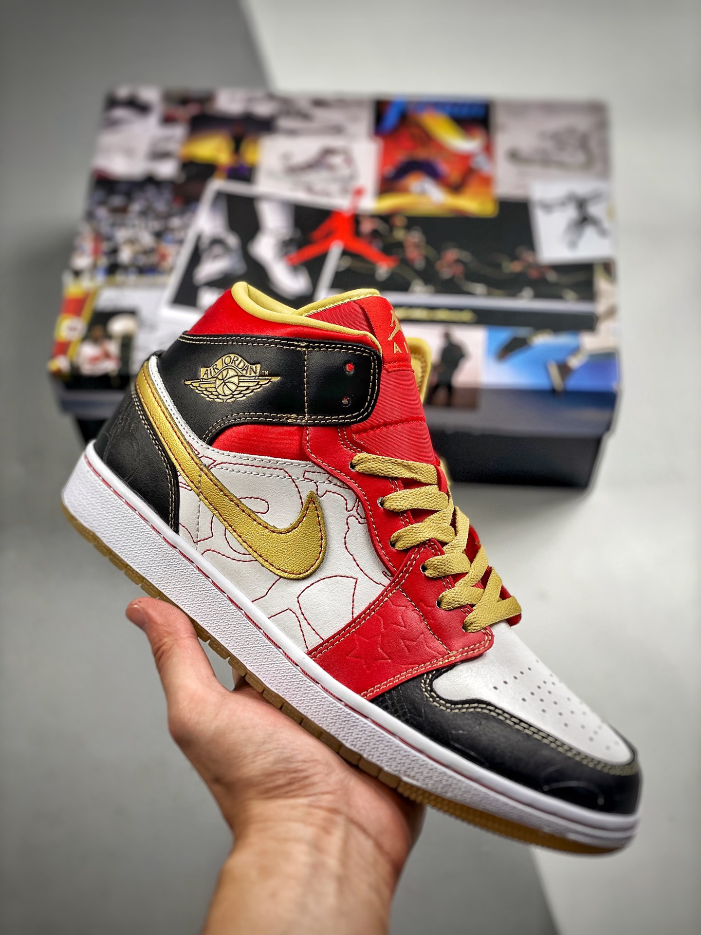 Core 4 Air Jordan 1 MID blanco/rojo, festivo, única piel de primera calidad exclusiva del mercado, desarrollo con archi…