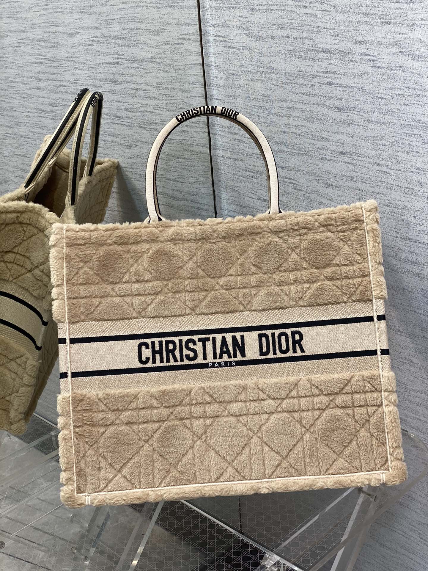 DIOR Large Tote Velvet Quilted Tote Bag